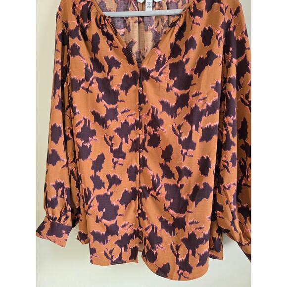 Plus Size Nine West Button-Front Balloon-Sleeve Tunic - Picture 3 of 8